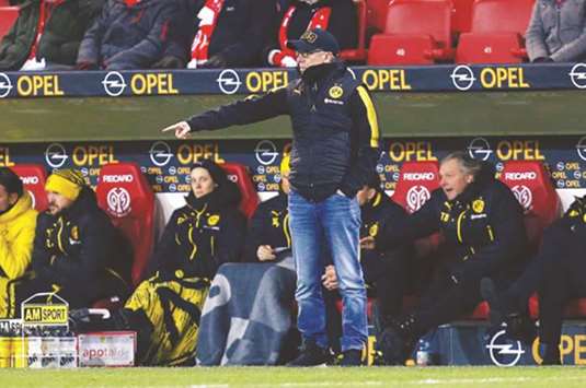Borussia Dortmund coach Peter Stoeger during his teamu2019s Bundesliga match against Mainz. (Reuters)