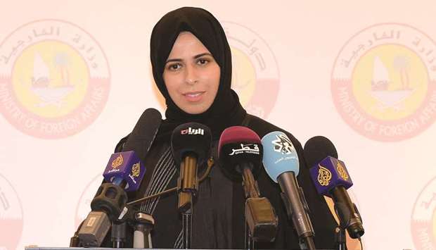Ministry of Foreign Affairs spokesperson Lulwa al-Khater addressing the press yesterday. PICTURE: Thajudheen