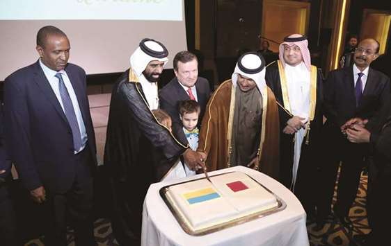 CELEBRATIONS: The cake-cutting ceremony on the occasion.