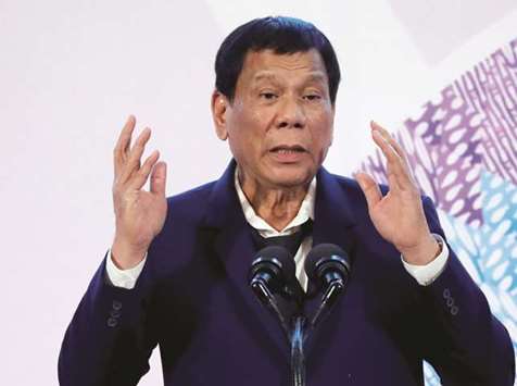 Philippinesu2019 President Rodrigo Duterte gestures during a news conference in Manila. Duterte has vowed to launch a u201cgolden age of infrastructure,u201d with spending of about $170bn for roads, railways and airports during his six-year term.
