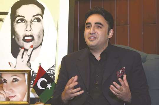 In this photograph taken on November 18, PPP chairman Bilawal Bhutto Zardari speaks during an interview with AFP at his home in Karachi.