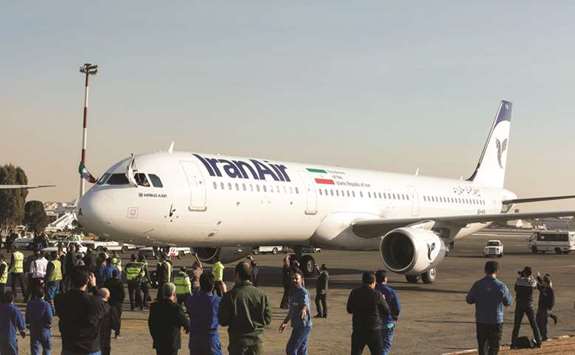 An Airbus A321 airliner arrives at the Mehrabad international airport during the delivery of the first batch of planes to the Iranian state airline Iran Air in the  capital Tehran on January 12, 2017. Trump has long had the Iran nuclear deal, signed by his predecessor, Barack Obama, in his sights.