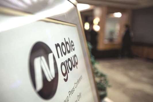 Noble Group signage on display in Singapore. The company is expecting a proposal from its creditors to restructure $3.5bn in debt, including a major debt-for-equity element, sources said.
