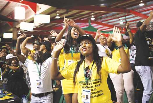 Delegates during the 54th National Conference of the ruling ANC at the Nasrec Expo Centre in Johannesburg.