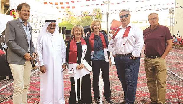 From left: Adrian Norfolk, Abdullah al-Shafi, Dr Deborah White, and guests at the QND celebrations at UCQ campus. PICTURE: Joey Aguilar