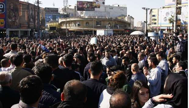 Kurdish demonstrators gather in the city of Sulaimaniyah to protest against political corruption and calling for the regional government to resign.  AFP