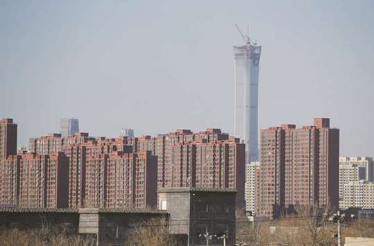 Apartment blocks are seen in Beijing. Average new home prices in Chinau2019s 70 major cities rose 0.3% in November from the previous month, in line with Octoberu2019s price gains, National Bureau of Statistics (NBS) data showed yesterday.