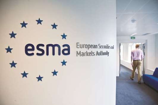 A visitor passes a sign in the lobby of the European Securities and Markets Authorityu2019s headquarters in Paris. The ESMA said it was considering prohibiting the marketing, distribution or sale of binary options to retail clients, and restrict the marketing, distribution or sale to retail clients of contracts for differences, or CFDs, including rolling spot forex.