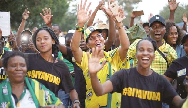 Supporters celebrate Cyril Ramaphosa being elected President of the African National Congress in Johannesburg