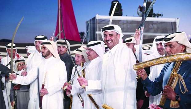 His Highness the Emir Sheikh Tamim bin Hamad al-Thani participates in Ardha