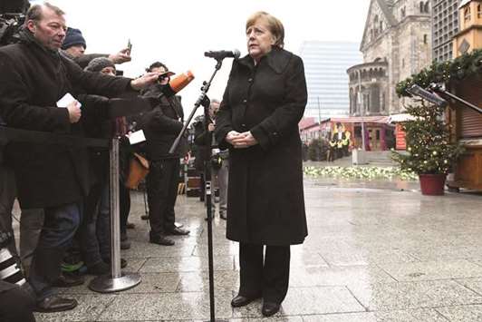 Merkel speaks during the inauguration of the memorial