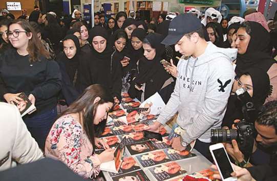 The Doha International Book Fair, being held at the Doha Exhibition and Convention Centre, witnessed many activities yesterday, including book signings, discussions and theatrical performances. PICTURE: Jayaram, Shaji Kayamkulam