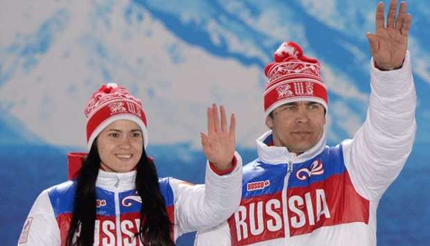 (from L) Russia's silver medalists Tatyana Ivanova and Albert Demchenko posing during the Luge Team Relay Medal Ceremony at the Sochi medals plaza during the Sochi Winter Olympics. File picture: February 14, 2014