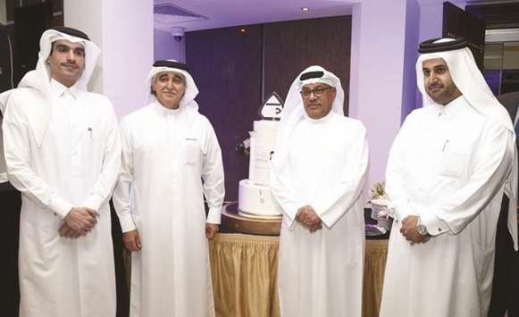 Doha Insurance Group chairman Sheikh Nawaf Nasser bin Khaled al-Thani and CEO Jassim Ali A al-Moftah among other dignitaries during the companyu2019s launch of its new brand identity.