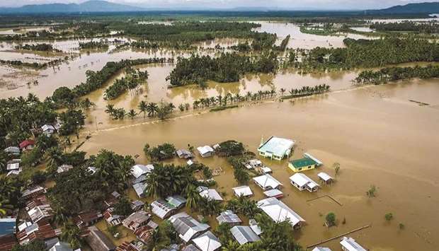 A general view of the flooded Municipality of Kabacan, North Cotabato, on the southern island of Mindanao, yesterday.
