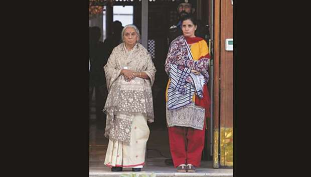 Former navy officer Kulbhushan Jadhavu2019s mother Avanti and wife Chetankul arrive to meet him at the ministry of foreign affairs in Islamabad, Pakistan, yesterday.