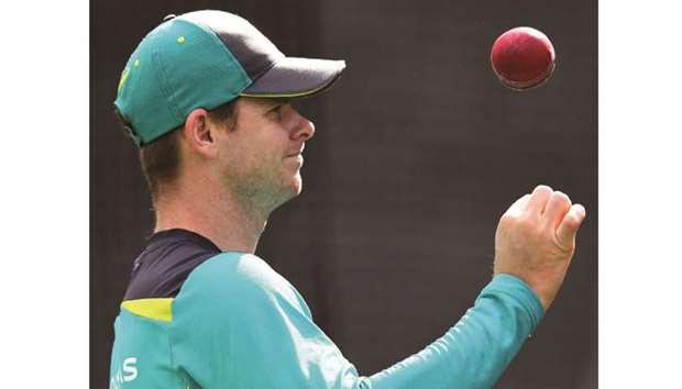 Australia captain Steve Smith prepares to bowl a delivery in the nets at the MCG in Melbourne yesterday. (AFP)