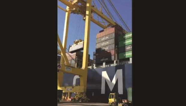 A video of CMA CGM Libra docking at Qataru2019s Hamad Port was posted by Qatar Ports Management Company (Mwani Qatar) on social media. The vessel is one of worldu2019s largest container ships with a capacity of 11,356 TEUs and a length of 363m, Mwani Qatar has said. The accompanying image is a grab from the video.
