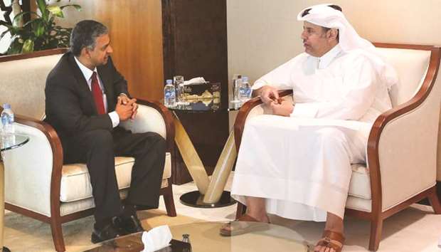 HE the Minister of Economy and Commerce Sheikh Ahmed bin Jassim bin Mohamed al-Thani received a written message from the Minister of Commerce and Industry of India Suresh Prabhu, concerning bilateral relations and means of boosting them, especially in the economic, trade and investment fields. The message was delivered by Indiau2019s ambassador to Qatar P Kumaran during his meeting with minister of economy and commerce yesterday. Qatar and India have a number of bilateral trade and investment agreements, including an agreement on economic and technical co-operation signed on 19 April 1984 in New Delhi and the agreement on the protection and promotion of mutual investments, signed on 7 April 1999 in the Indian capital city. The trade exchange between Qatar and India in 2016 amounted to approximately QR31.2bn. India is the third biggest trading partner of Qatar.