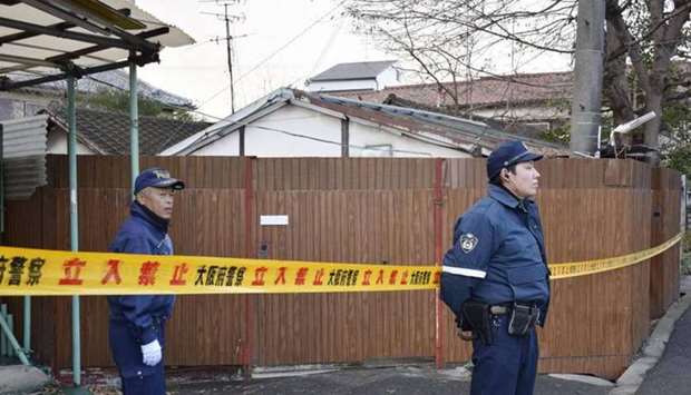 Police outside Airi Kakimoto's home