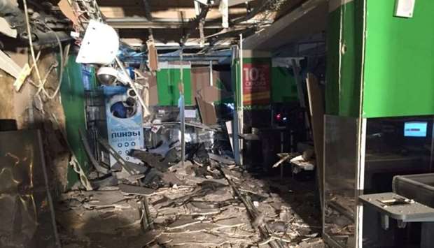 An interior view of a supermarket is seen after an explosion in St Petersburg, Russia