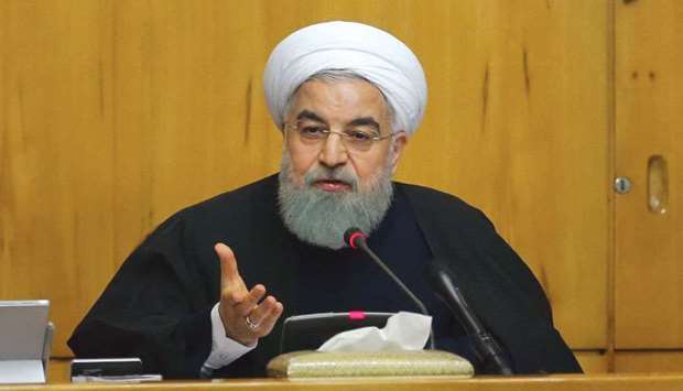 Iranian President Hassan Rouhani attends a cabinet meeting in the capital Tehran, yesterday.