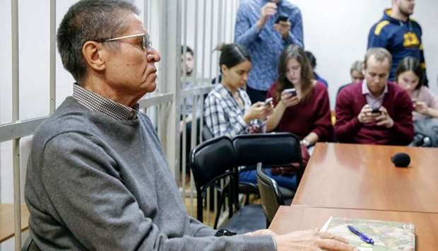 Russia's ex-economy minister Alexei Ulyukayev attends a hearing at the Zamoskvoretsky district court in Moscow.
