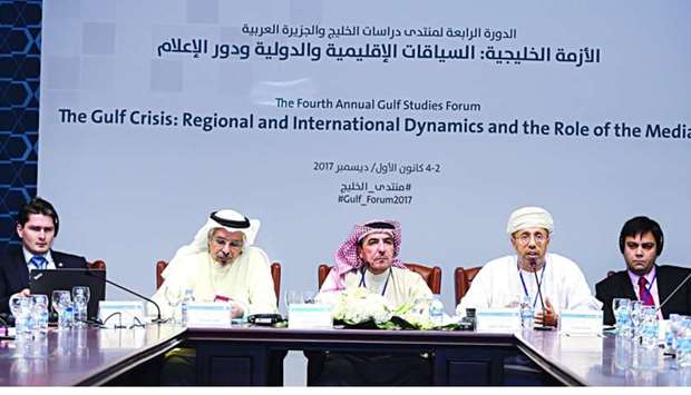 The panelists during the discussion 'The Policies of the Gulf States towards the Crisis.' PICTURE: Jayan Orma