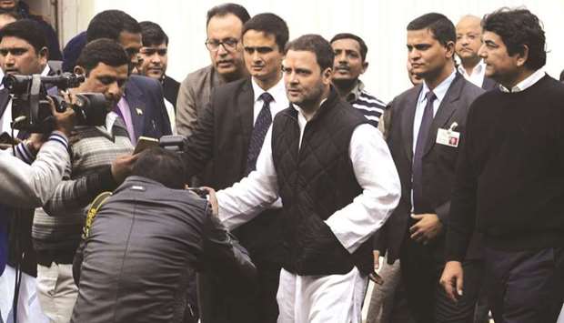 Rahul Gandhi leaves the Congress headquarters after filing his nomination yesterday.