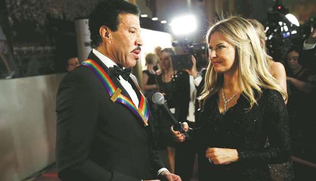 Kennedy Center Honoree singer Lionel Richie arrives for the Kennedy Center Honors in Washington, on Sunday.