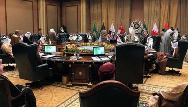 Foreign Ministers of the Gulf Cooperation Council attend a meeting in Bayan Palace, Kuwait City, on Monday.