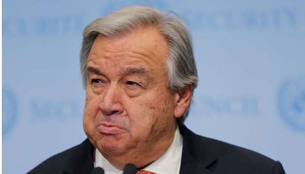 United Nations (UN) Secretary General Antonio Guterres speaks in response to a speech by US President Donald Trump recognizing Jerusalem as the capital of Israel in New York, US.