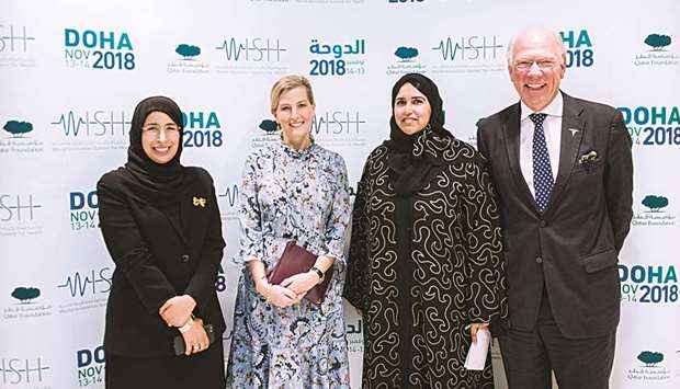 Sophie, the Countess of Wessex, is pictured with HE the Minister of Public Health Dr Hanan Mohamed al-Kuwari, Dr Robert Walters, Orbis Trustee and Sultana Afdhal, acting CEO of WISH.