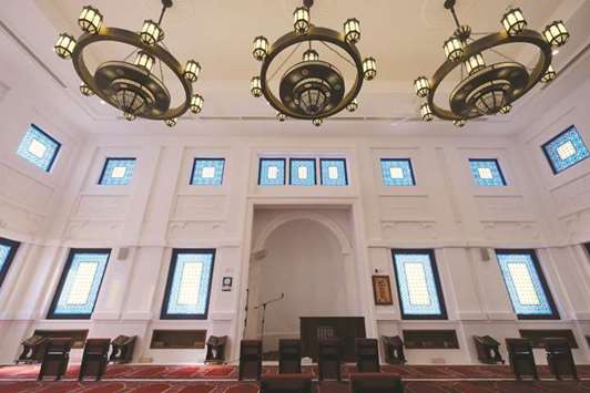Inside a new mosque in Qatar.