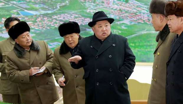North Korean leader Kim Jong-Un visiting Samjiyon County in Ryanggang Province.