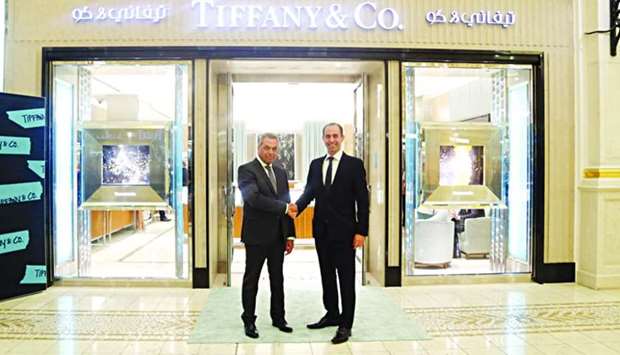 Alfardan Jewellery, in partnership with Tiffany & Co, has celebrated the official re-opening of its Villaggio Mall with Joe Nahhas, vice president of Tiffany & Co Middle East & Africa (right); and Antoine Berberi, COO of Alfardan Jewellery, hosting the event. PICTURE: Jayan Orma