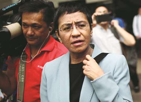 File photo shows Maria Ressa, CEO and Executive Editor of online news site Rappler and President of Rappler Holdings Corporation, at a court hearing at a regional trial court in Pasig City.
