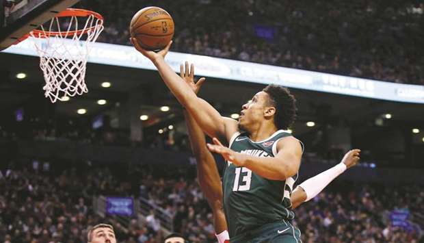 Milwaukee Bucks guard Malcolm Brogdon goes up to make a basket against the Toronto Raptors at Scotiabank Arena in Toronto. PICTURE: USA TODAY Sports