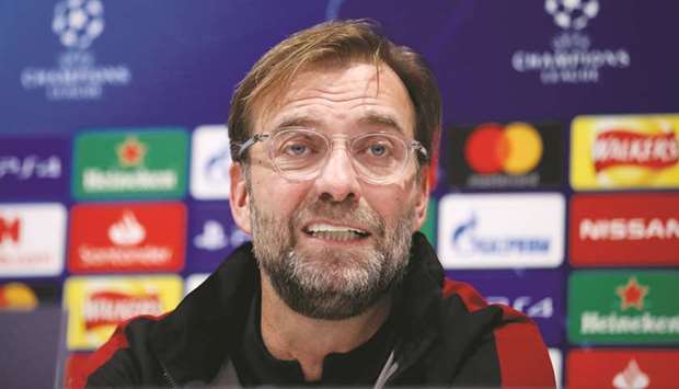 Liverpool manager Juergen speaks at press conference yesterday. (Reuters)