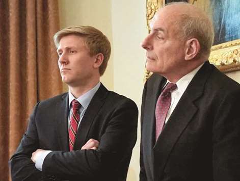 This picture taken on May 9 shows Ayers and Kelly during a cabinet meeting at the White House.