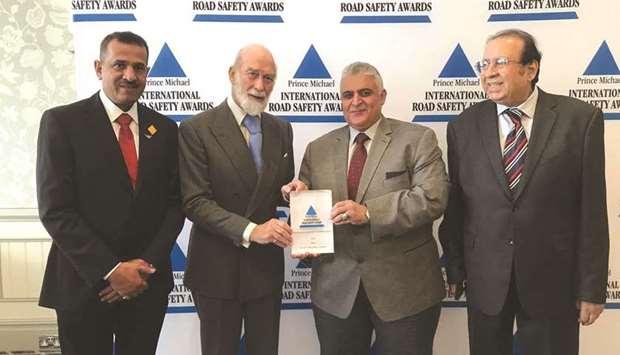 Brigadier Mohamed Abdullah al-Malki receiving the Prince Michael Award for Traffic Safety in London.