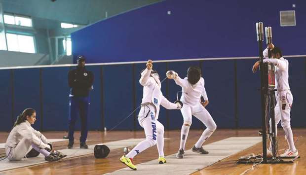 Italyu2019s national fencing team takes part in a training camp at Aspire Academy.