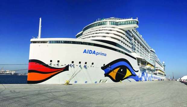 AIDA Prima docked at the Doha Port