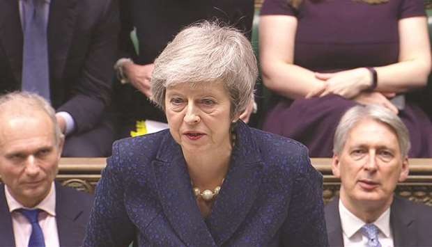 Britainu2019s Prime Minister Theresa May speaks at Prime Ministeru2019s Questions in the House of Commons, London, yesterday. Mayu2019s plan is to pursue greater assurances from the EU that the so-called Northern Ireland backstop u2013 fallback arrangements to prevent a hard border from emerging u2013 wonu2019t become permanent. She had planned to convene her Cabinet for talks on preparations for a no-deal departure. Instead she will be contesting the no-confidence vote, insisting a deal is still within the UKu2019s grasp.