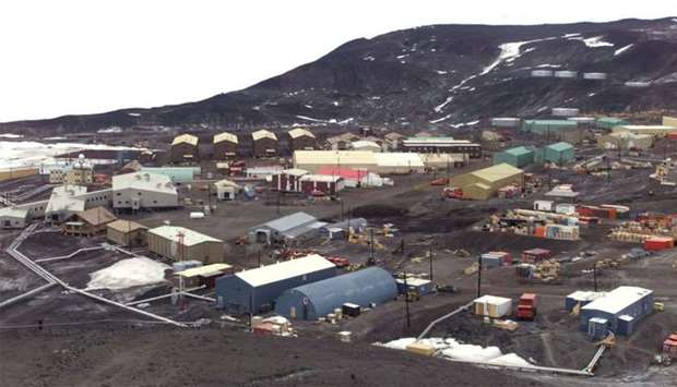 General view of McMurdo Station operated by the United States on Antarctica. The station is the biggest ,settlement, on Antarctica