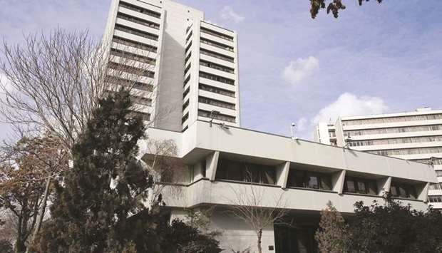 Turkeyu2019s central bank headquarters is seen in Ankara (file). The bank left its benchmark interest rate unchanged as expected yesterday after inflation eased from a 15-year peak, but a change in the wording of the banku2019s policy statement signalled possible loosening ahead.