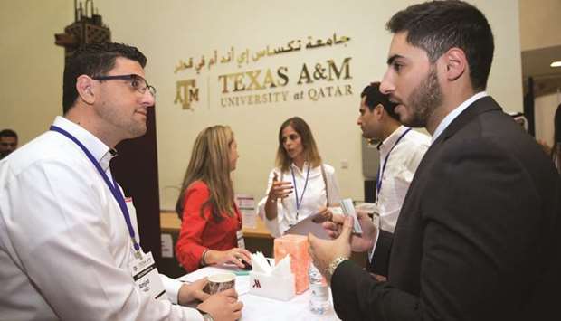 Tamuq students and alumni met representatives from 35 companies at event.