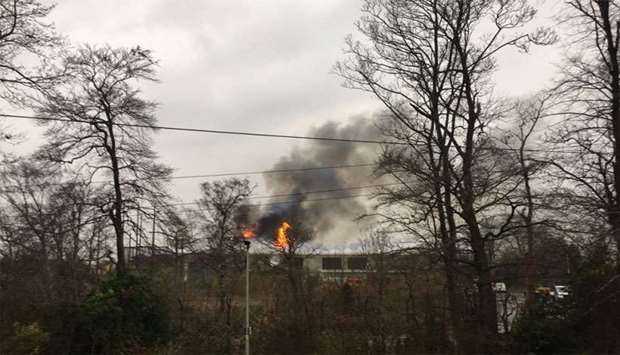A fire is seen at Chester Zoo, Britain