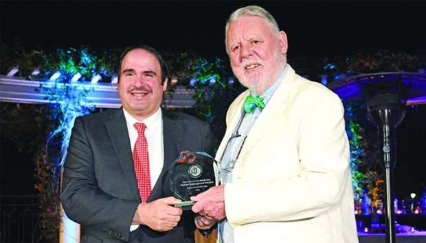 Al-Mass accepting the award on behalf of HIA during the gala reception at The Peninsula Hotel in Beverly Hills recently