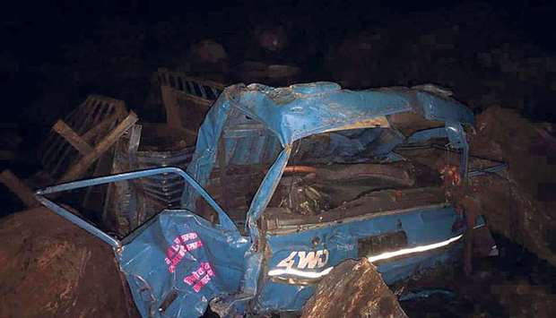 Remains of the crashed truck. Photo courtesy: My Republica